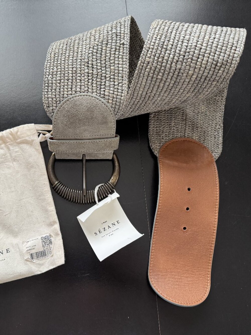 Sezane Carlie belt in sauge 90 NWT